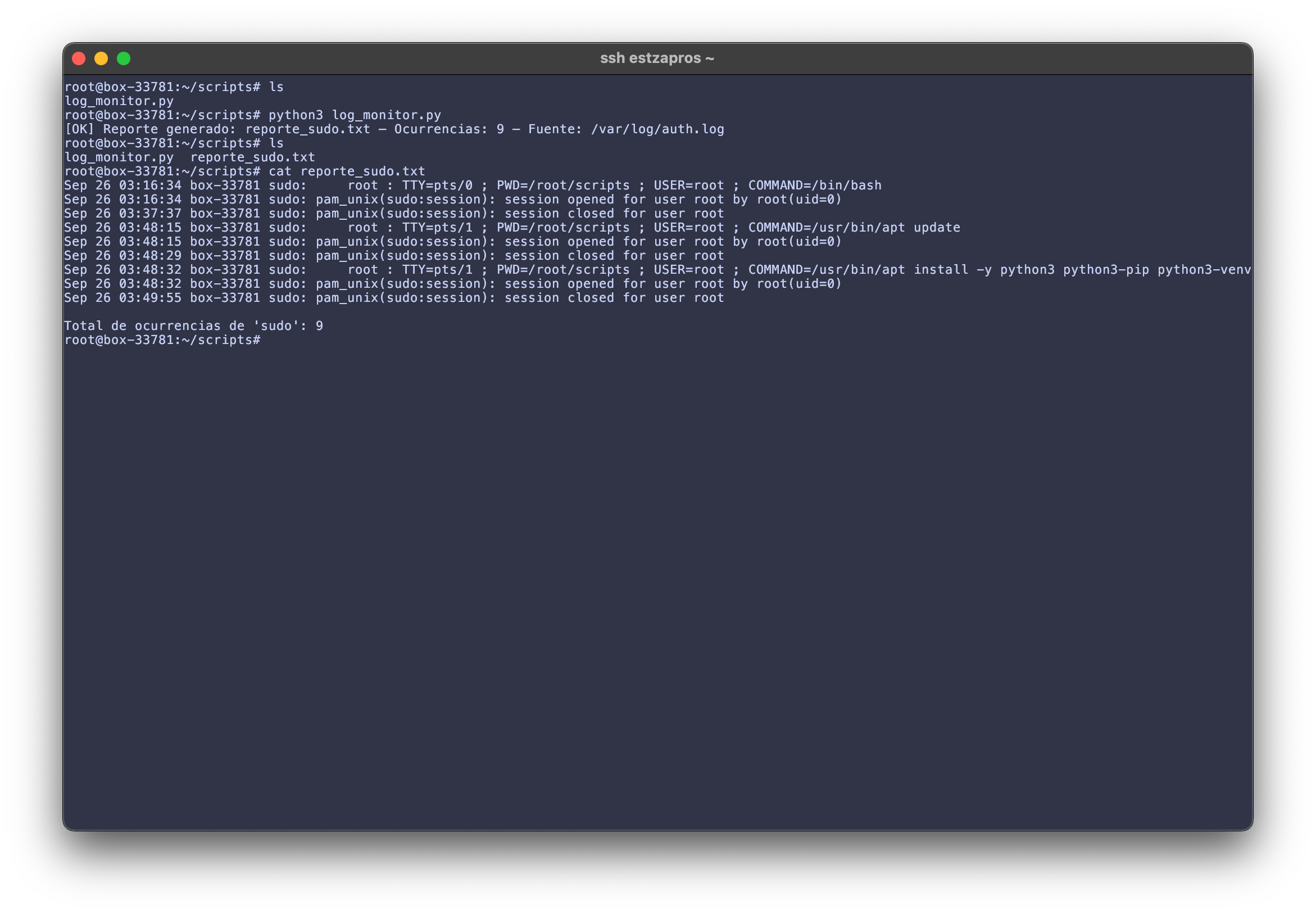 log monitor events